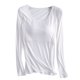 thumbnail image 2 of Pijama de manga larga para mujer, ropa de casa de color con almohadillas para el pecho, camiseta de manga larga, cómoda base para uso externo, pijama de modal de cuello redondo para mujer., 2 of 3