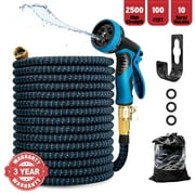 PortableOut 100ft Expandable Flexible Garden Water Hose, 10 Spray Nozzle, Heavy Duty, Extendable, Outdoor, Yard, Car Wash, Lightweight With Hanger