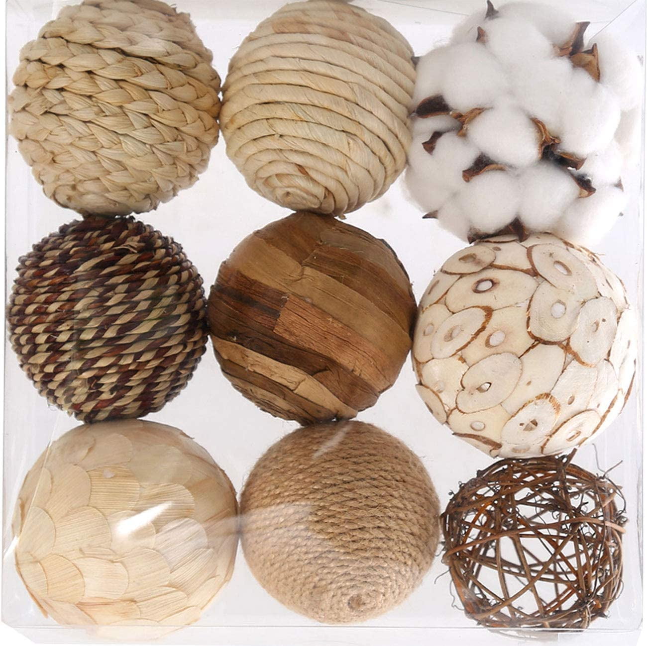 Set of 3 Resin Sphere Schonwerk Walnut Decorative Orbs for Bowls and Vases 