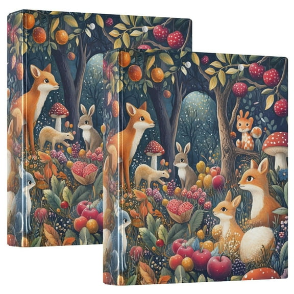 joogoo Cartoon Fox Hardcover 3 Ring Binder 1.5" Round Rings Interior Pockets Binders Organizer 2 Pack