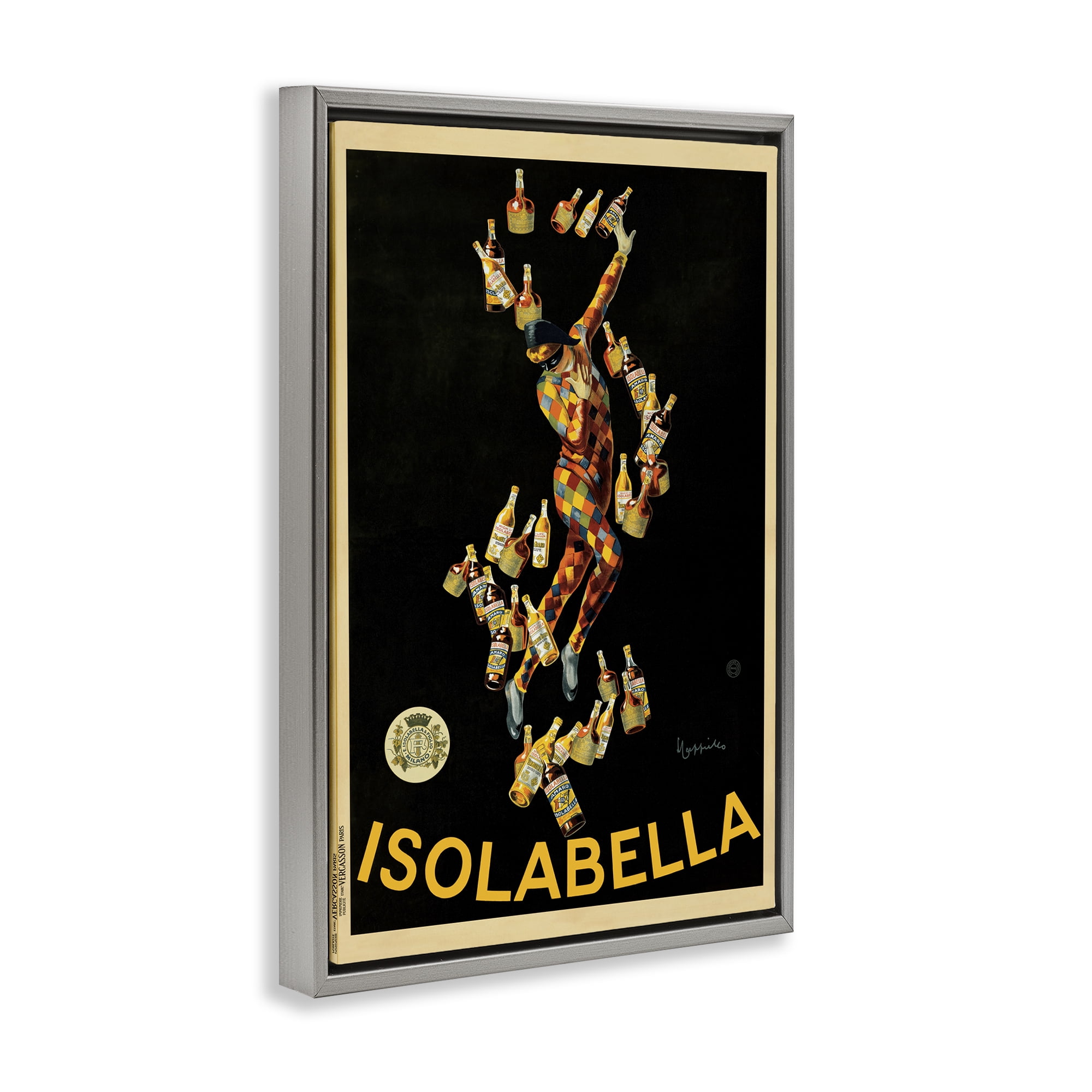 Stupell Industries Isolabella Vintage Ad Food & Beverage Painting Gray Floater Framed Canvas Art Print Wall Art, 21 x 31