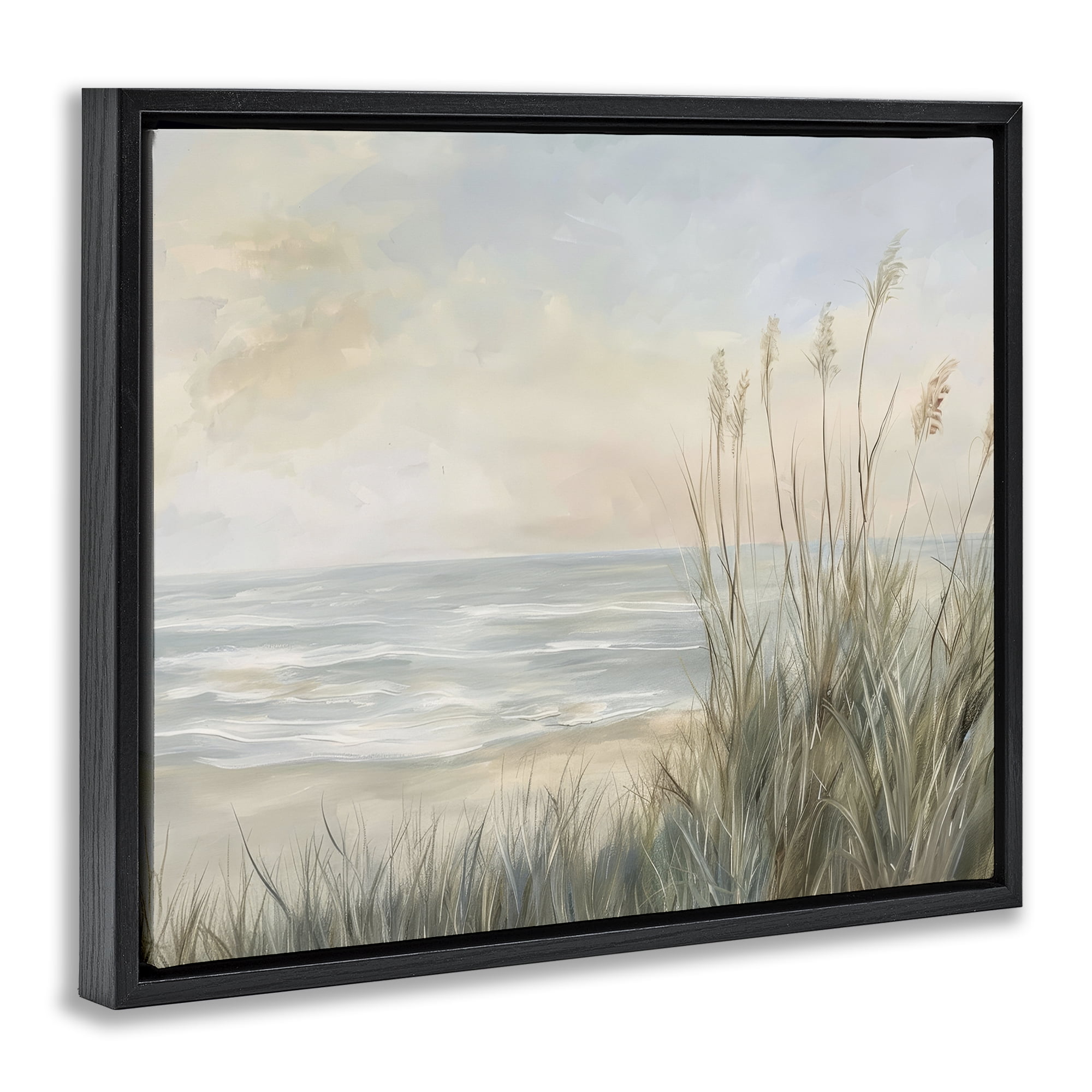 Stupell Industries Scenic Beach Dunes at Dawn Black Framed Floater Canvas Wall Art, design by Petal Prints Design