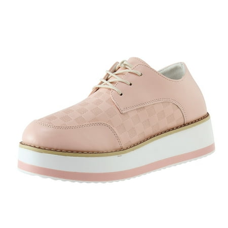 

Mackneog Women Casual Shoes Flat Bottom Thick Soles Platform Middle Heel Round Toe Lace Up Comfortable Solid Color Gift on Clearance