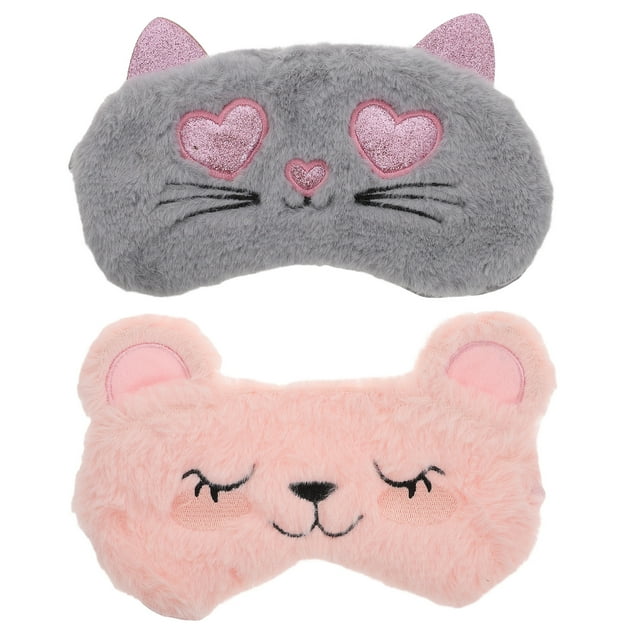 MasteelfCA 2pcs Plush Eye Masks Eye Protective Patches Cartoon Shading Blindfolds