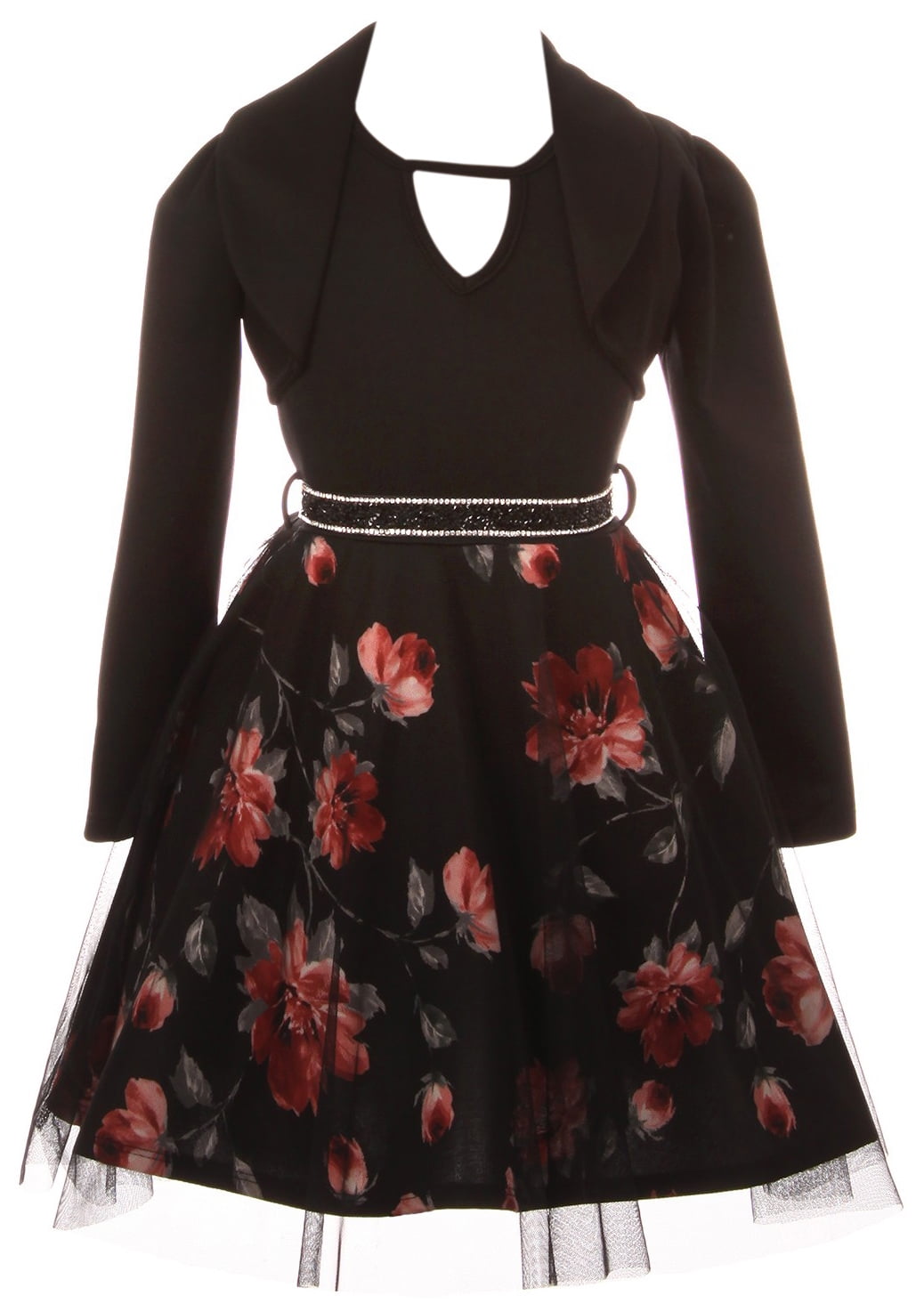 Little Girl 2 Pieces Sleeveless Christmas Holiday Bolero Jacket Flower