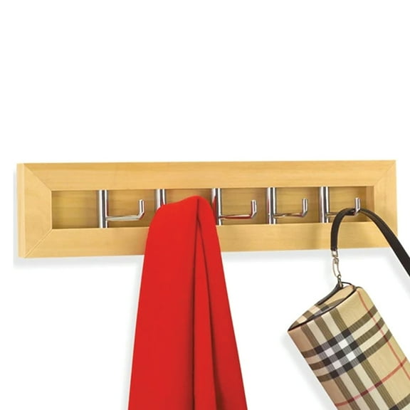Better Houseware 4865 Milano Hook Horizontal Rack, Chrome/Natural Wood