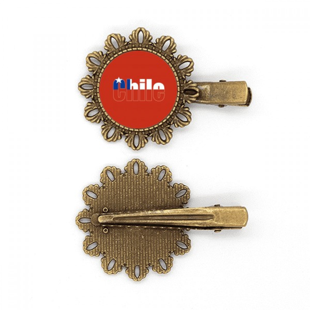 Chile país bandera nombre Tocado de pieza de pelo de horquilla de flor de metal vintage