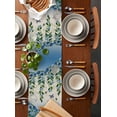 thumbnail image 5 of Blue Floral Spring Burlap Cotton Table Runner 16x72 Inches Long, Summer Farmhouse Botanical Butterfly Farmhouse Table Runners, Outdoor Dining Tablecloths Decor for Baby Shower/Party/Wedding, 5 of 6