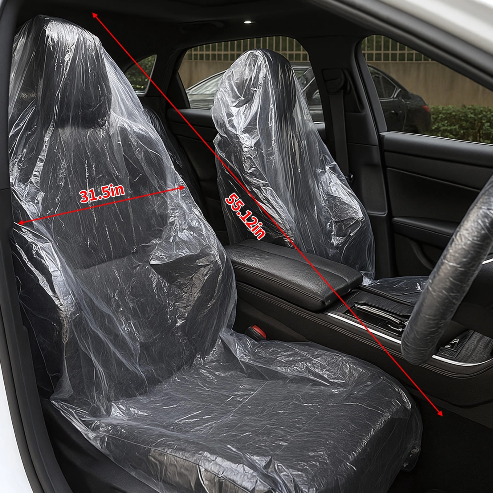 300 Pcs Disposable Car Seat Covers Set, 100 Seat Covers, 50 Steering Wheel Covers, 50 Gear Shift Covers, 50 Foot Mats, 50 Handbrake Covers, Universal Fit for Cars, SUVs, Trucks