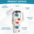 thumbnail image 4 of 40 oz Insulated Stainless Steel Tumbler Double Wall Stainless Steel Tumbler with 2-Way Drinking Pastel Watercolor Floral Pattern, 4 of 9