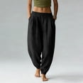 thumbnail image 2 of Casual Pants for Women High Waisted Lightweight Cotton Linen Harem Yoga Travel Beach Pants, 2 of 3