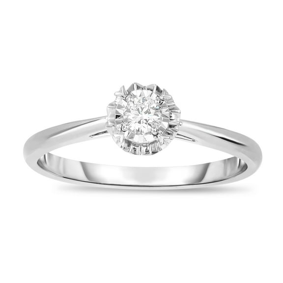 Diamaison 1/12 Cttw Natural White Diamond Proimse Ring for Adult in 10Kw Gold