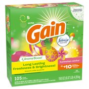 Gain Powder Laundry Detergent, Hawaiian Aloha Scent, 150 oz, 105 Loads