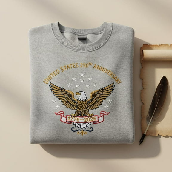 Embroidered US 250th Anniversary Sweatshirt, 1776-2026 Patriotic Shirt, American Eagle Design, USA Bicentennial Gift