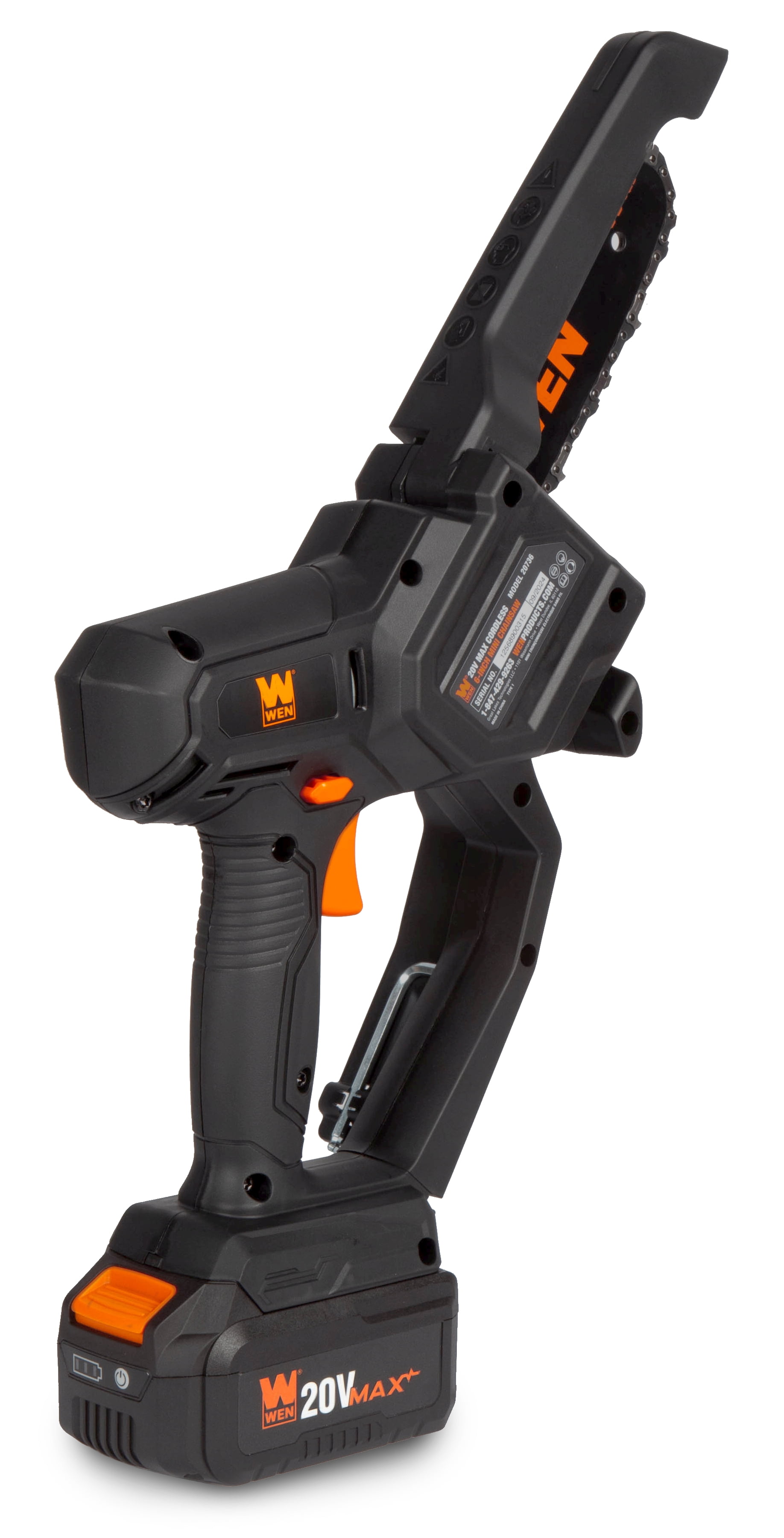 WEN 20V Max Cordless Mini Chainsaw with 6-Inch Bar, 4Ah Battery and Charger