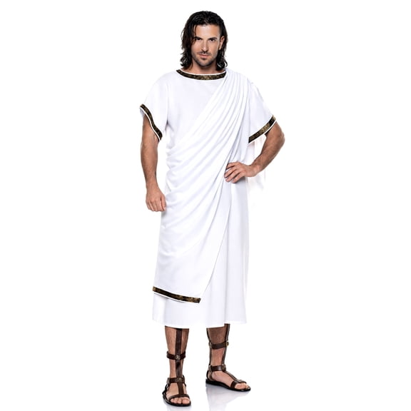 Underwraps Men’s Classic White Toga Costume with Attached Shoulder Drape, Adult Roman Greek Outfit (XX-Large 54-56)