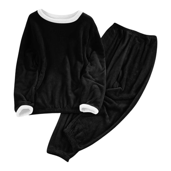 LIaqionyy Womens Fleece Pajamas Set 2 Piece Long Sleeve Thermal Soft Tops Pants Sleepwear Warm Loungewear