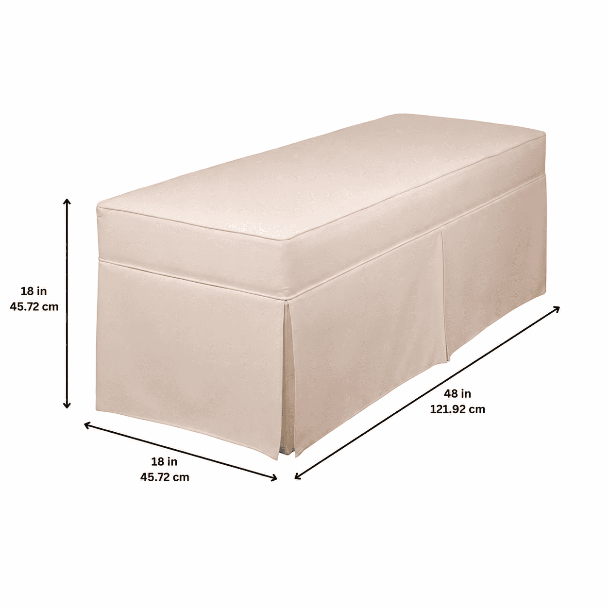 My Texas House Clementine Upholstered Skirted Bench, Taupe