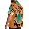 thumbnail image 3 of Halloween Font Men's Short Sleeve Spread Collar Poplin Button Down Casual Printed Summer Beach Unisex Shirts, 3 of 6