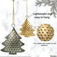 thumbnail image 2 of HIGHBIX Set of 4 Metal Hanging Christmas Tree Ornaments – Rustic Gold & Silver Finish – Handmade Holiday Decorations – 5.2” & 4.5” Sizes – Farmhouse Tree Décor for Xmas & Winter Festive Theme, 2 of 5