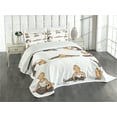 thumbnail image 3 of Ambesonne Sports Theme Quilted Bedspread Set 3 Pcs, Happy Young Lady Gym, Queen Size, Taupe White and Dark Peach, 3 of 5