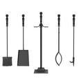 thumbnail image 2 of Gymax Ensemble d'Outils pour Cheminée 5 Pcs avec Pince à Poker, Brosse, Pelle et Support Carré Noir, 2 of 10