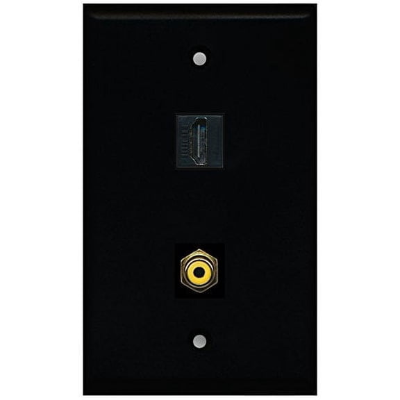 RiteAV - Black 1 Port HDMI 1 Port RCA Yellow Wall Plate