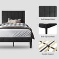 thumbnail image 6 of uhomepro Twin Platform Bed Frame with Upholstered Headboard, Fabric Upholstered Platform Bed Frame with Wood Slat Support for Bedroom, No Box Spring Needed, Easy Assembly, Black, 6 of 10