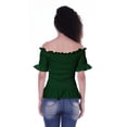 thumbnail image 4 of Moomaya Womens Off Shoulder Smocked Top Solid Short Sleeve Casual Summer Tops, 4 of 7