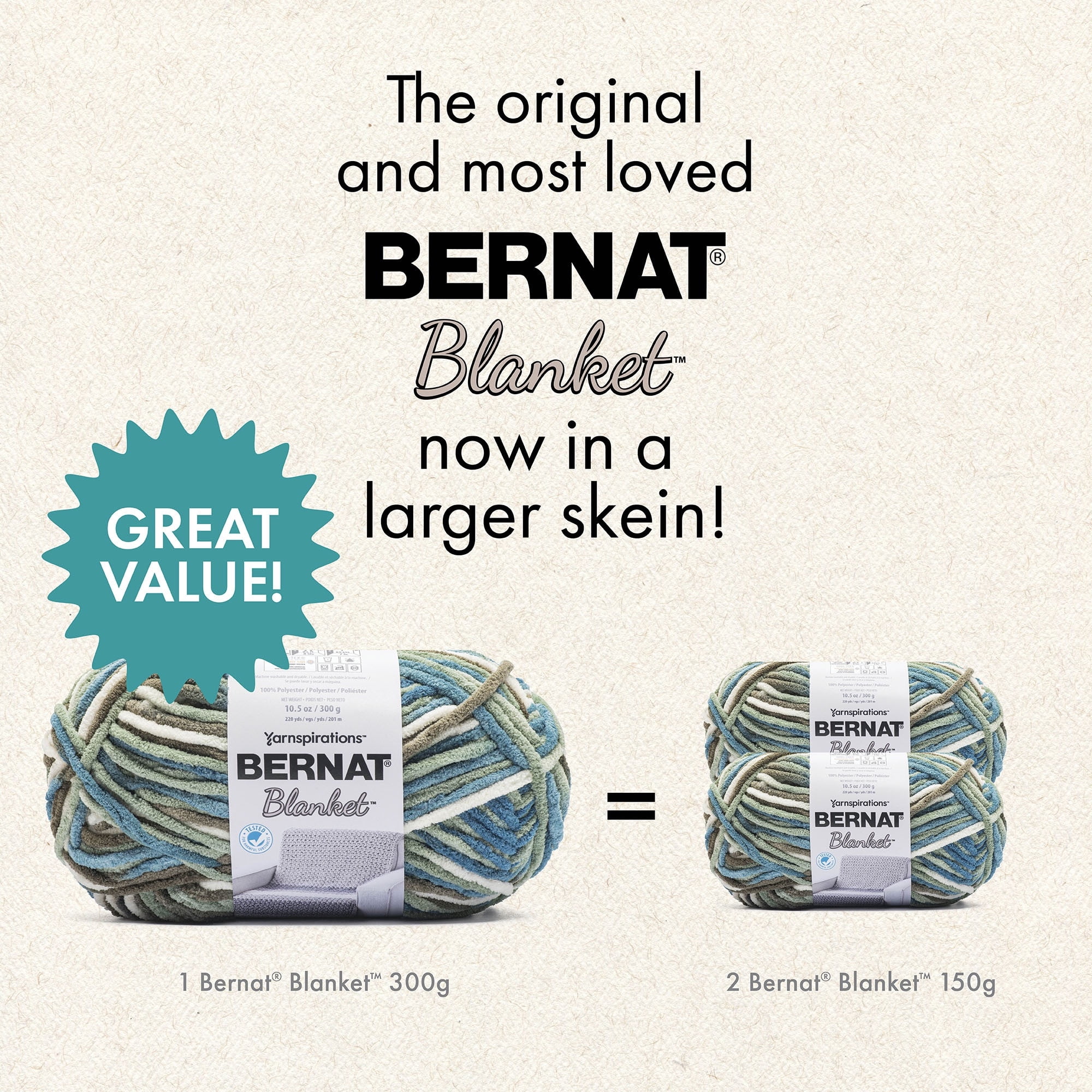 Bernat® Blanket™ #6 Super Bulky Polyester Yarn, Purple Sunset 10.5oz/300g, 220 Yards, Polyester #6 Super Bulky Yarn