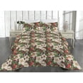 thumbnail image 2 of Ambesonne Nature Quilted Bedspread Set 3 Pcs, Flowers Berries Birds Print, King, Dark Coral Reseda Green, 2 of 4