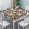 thumbnail image 3 of Brown and Black Leopard Print Square Fitted Tablecloth with Elastic Edge,Square Table Cover,Washable Elastic Table Cover for Home Kitchen Party Decor 34"x34", 3 of 6