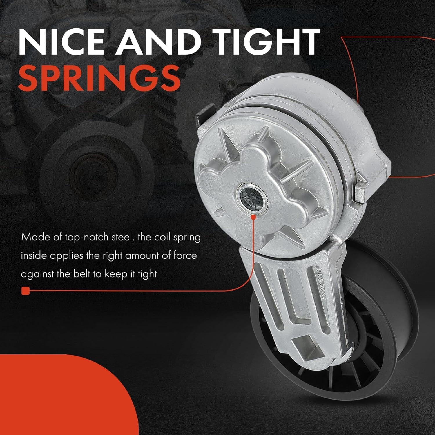 A-Premium Belt Tensioner Assembly with Pulley Compatible with Chevrolet Corvette 1988-1991
