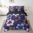 thumbnail image 2 of Manfei Vintage Flowers 7-Piece Twin Bedding Sets,Retro Rustic Floral Bedding Comforter Set,Purple Black Sheet Sets For Men Women,Luxury Bedroom Decor Reversible, 2 of 8