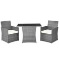thumbnail image 2 of Costway 3PCS Patio Rattan Furniture Set Cushioned Sofa Armrest  Garden White, 2 of 10