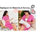 thumbnail image 3 of Ekouaer Nightgowns for Women Button Down Nightshirt Short Sleeve V Neck Nightdress Classic Boyfriend Sleepshirt Light Blue M, 3 of 6