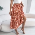 thumbnail image 6 of VBVC Women's Boho Floral Tiered Midi Skirt,Ladies High Waist Ruffle Skirt,Summer Daily A-Line Skirt For Women,Orange,S-XL, 6 of 8