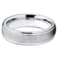 thumbnail image 2 of 8mm Silver Brushed Tungsten Ring Dome Tungsten Tungsten Wedding Band Grooved Edges, 2 of 3
