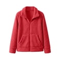 thumbnail image 4 of JOANKDMI Fuzzy Fleece Jacket for Women Full Zip Sherpa Coat Casual Stand Collar Long Sleeve Winter Warm Outerwear with Pockets Cozy Fluffy Tops for Fall Cold Weather, 4 of 5