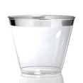 thumbnail image 2 of 50 Pack - 9 Oz Plastic Cocktail Glass, Rimmed Plastic Cups Clear Cup Disposable Wedding Cup, Birthday Anniversary Party Cup Silver Rim, 2 of 5