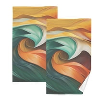 2 Pcs Hand Towel Set Green Orange Tie Dye Cotton Absorbent Soft Face Towels Bath Towels for Bathroom Kitchen Shower Hotel Decor 16"x28"
