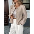 thumbnail image 4 of Women'S Short Elegant Jacket Top with Pockets Casual Fall Outfits Winter Coats Apricot Color L, 4 of 9