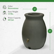 Algreen Castilla 50 Gallon Rain Water Collection Barrel, Brownstone