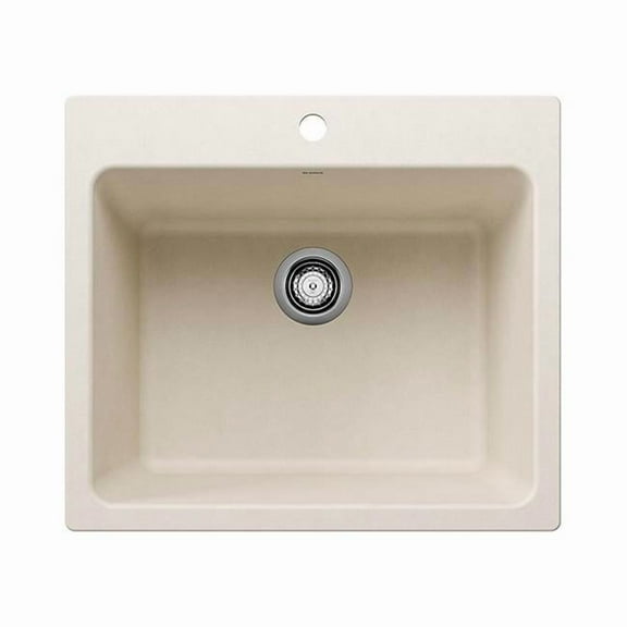 Blanco 443079 25 in. Liven Silgranti Single Bowl Dual Mount Laundry Sink - Soft White