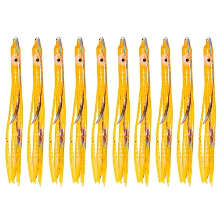 fankhu 10Pcs Fishing Squid Skirts Plastic Soft Fishing Lures Octopus Trolling Tuna Baits Set for Bass Salmon Trout Tuna Marlin