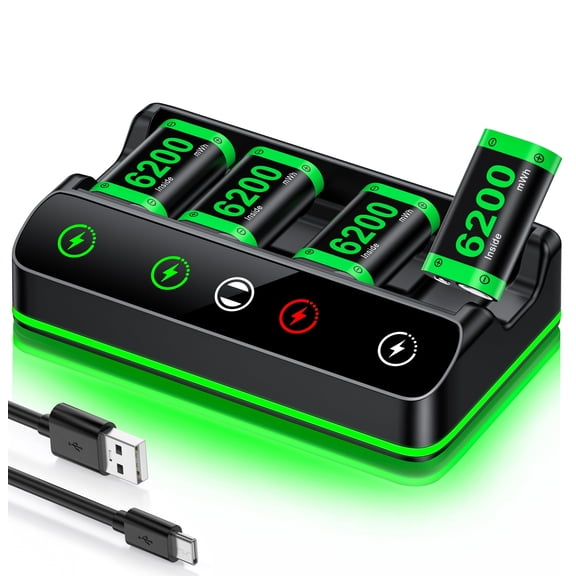 EUROA 4x6200mWh Xbox One Controller Battery Pack for Xbox One/S/X/Elite Controller, Rechargeable Battery Pack for Xbox Series X/S, XBox Accessories