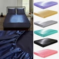 thumbnail image 7 of LUVCMFT Silk Satin Fitted Sheet, Silky Soft Fitted Bottom Sheet, Luxury & Ultra Bedding Fitted Sheet Single Bottom Bed Sheets, Wrinkle Free Bedding(Pillowcase not included), 7 of 7