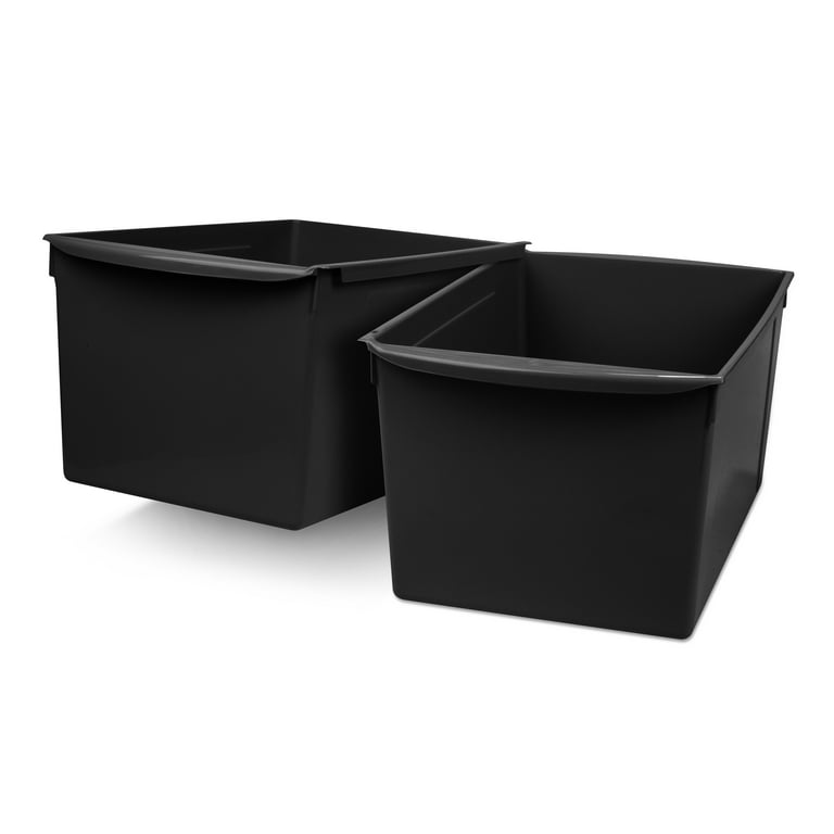 Storex Wide Book Bin, Black, Set of 6