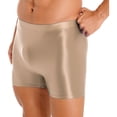 thumbnail image 4 of IEFIEL Mens Glossy Fitness Swimming Shorts Trunks Solid Color Stretchy Boxer Shorts Coffee XL, 4 of 7
