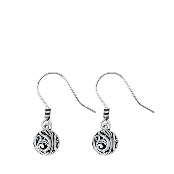 Sterling Silver Oxidized Filigree Swirl Cage Sphere Earrings 925 New Jewelry Female Unisex
